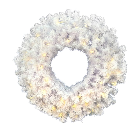 24&#x22; Warm White LED Crystal White Spruce Wreath
